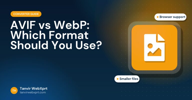 AVIF vs WebP image format comparison guide cover with an image file icon