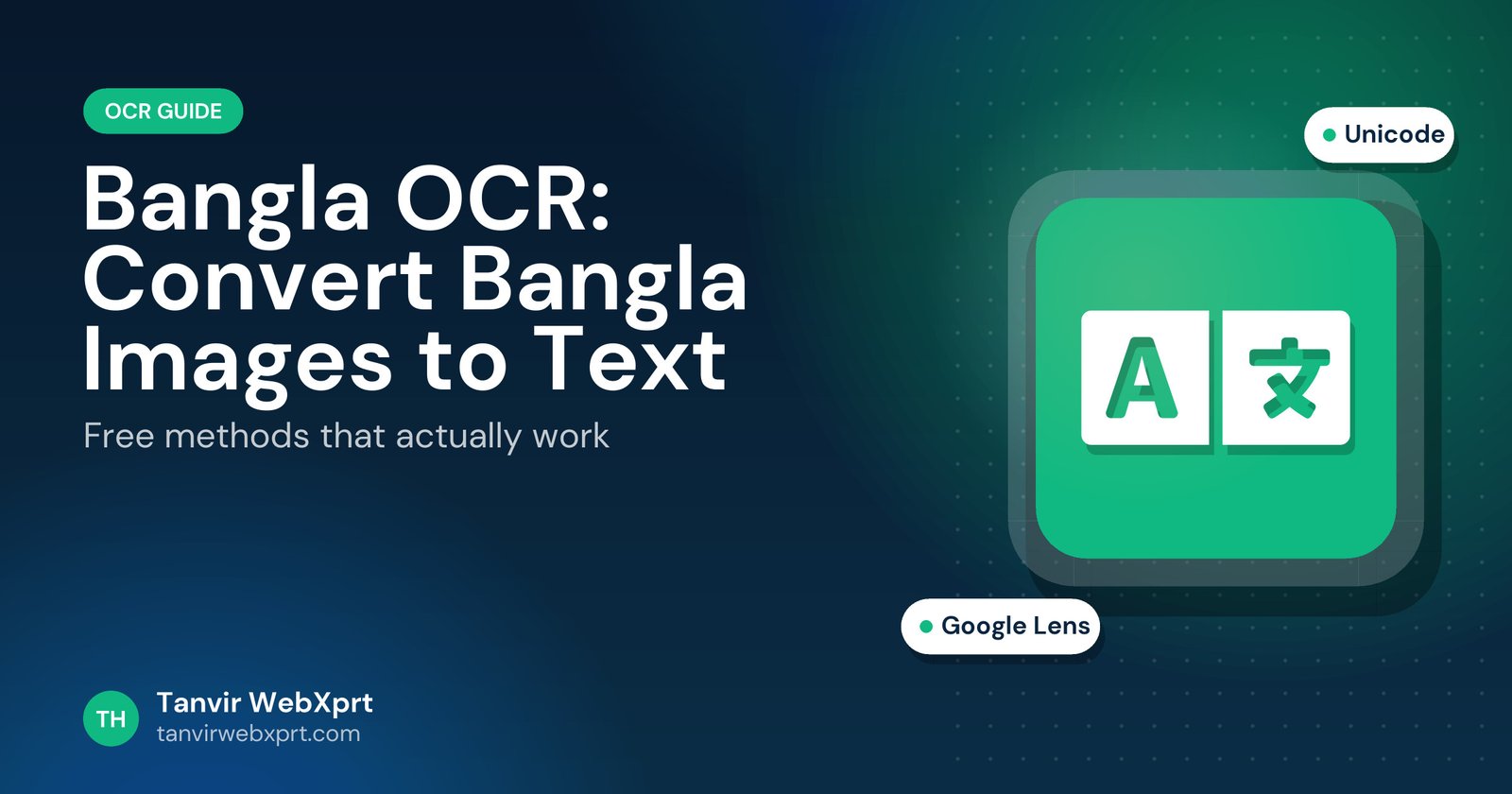 Bangla OCR image to text guide cover with a language icon