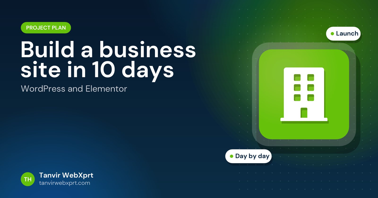 Card: 10-day plan to build a business website with Elementor
