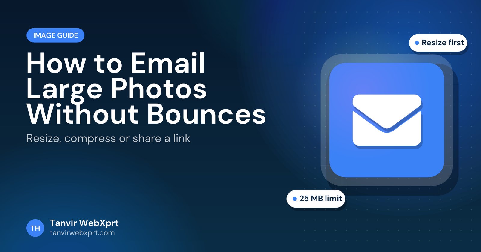 How to email large photos guide cover with an envelope icon