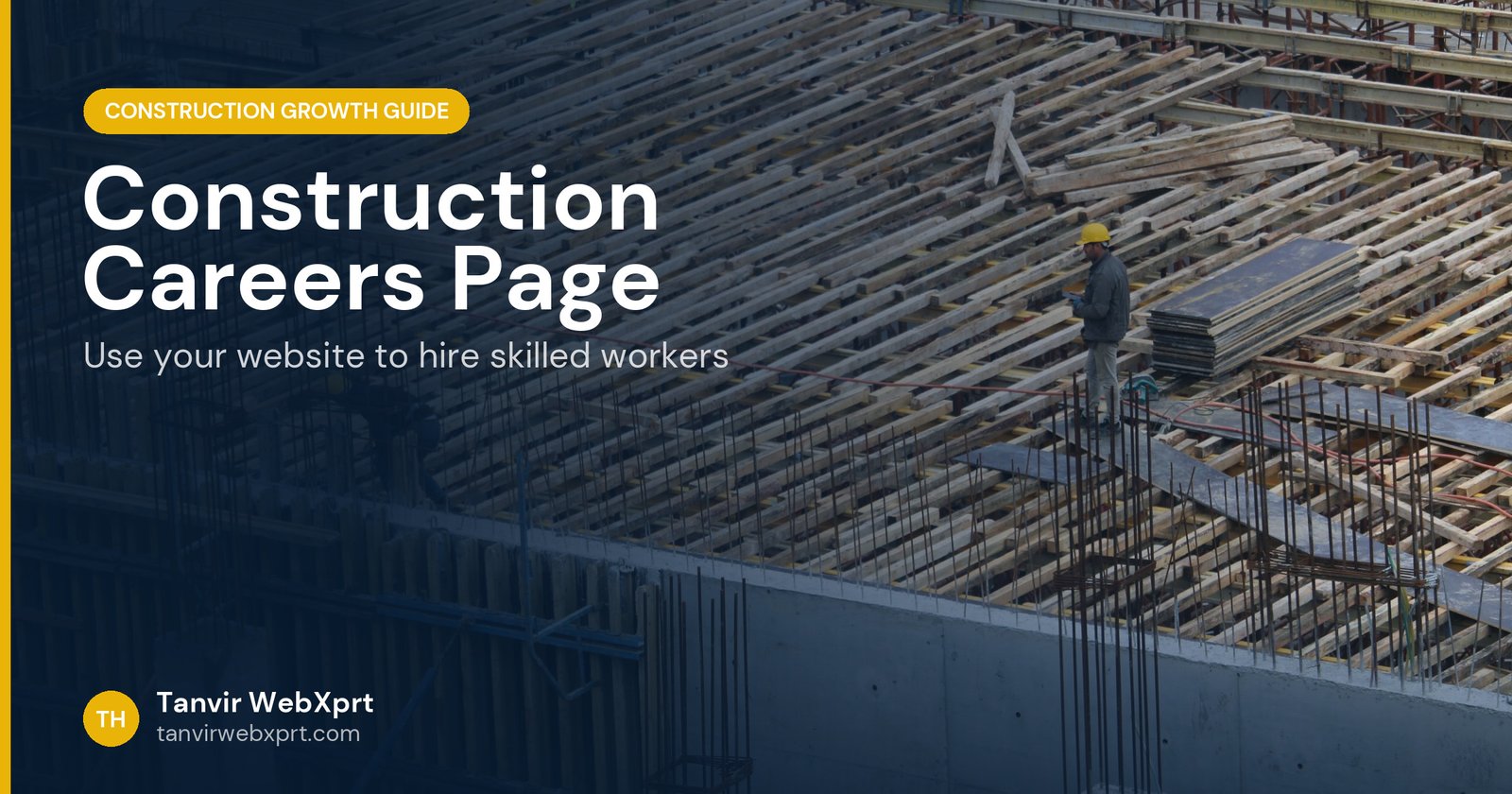 Construction workers on an active building site with steel reinforcement
