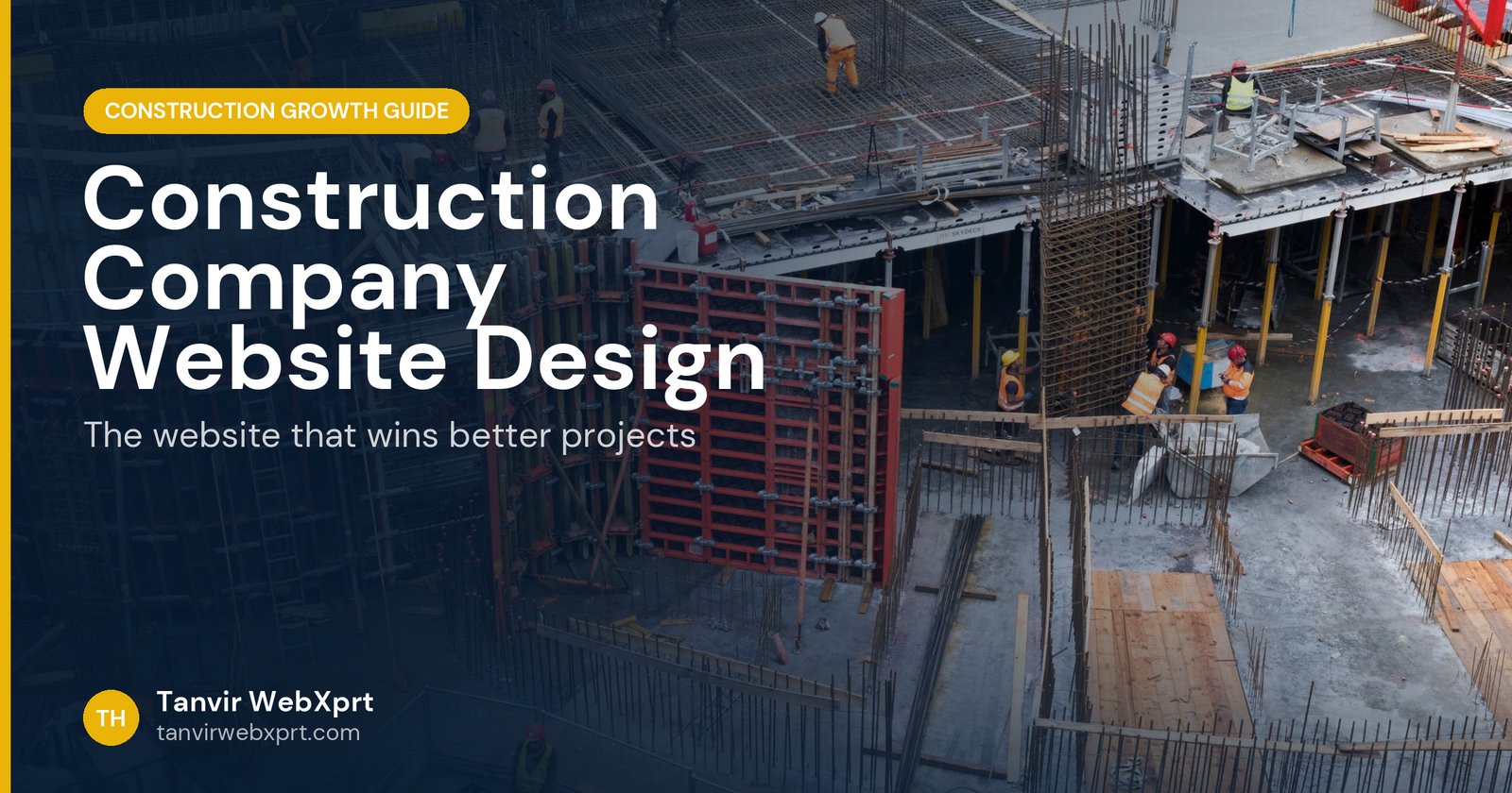 Construction workers building a concrete structure on an active site