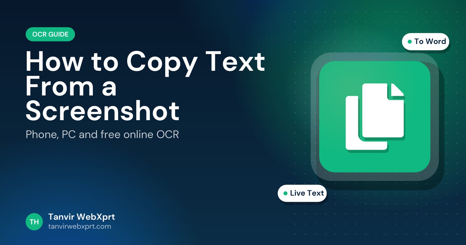 How to copy text from a screenshot guide cover with a copy icon