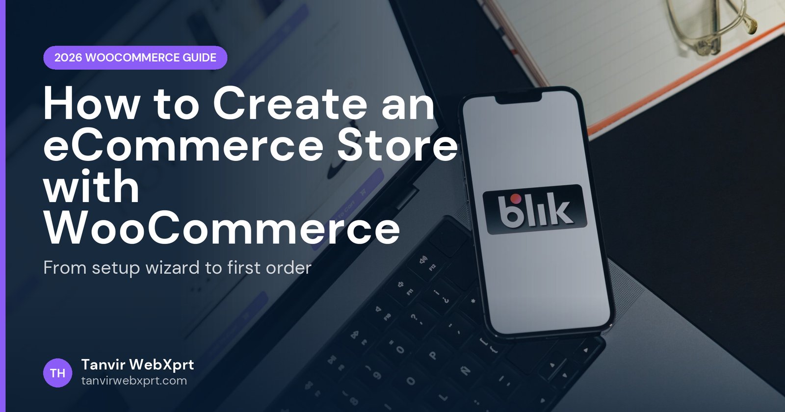 Laptop and smartphone showing an online shop, creating a WooCommerce store