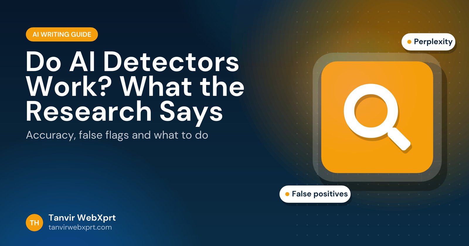 Do AI detectors work guide cover with a magnifying glass icon