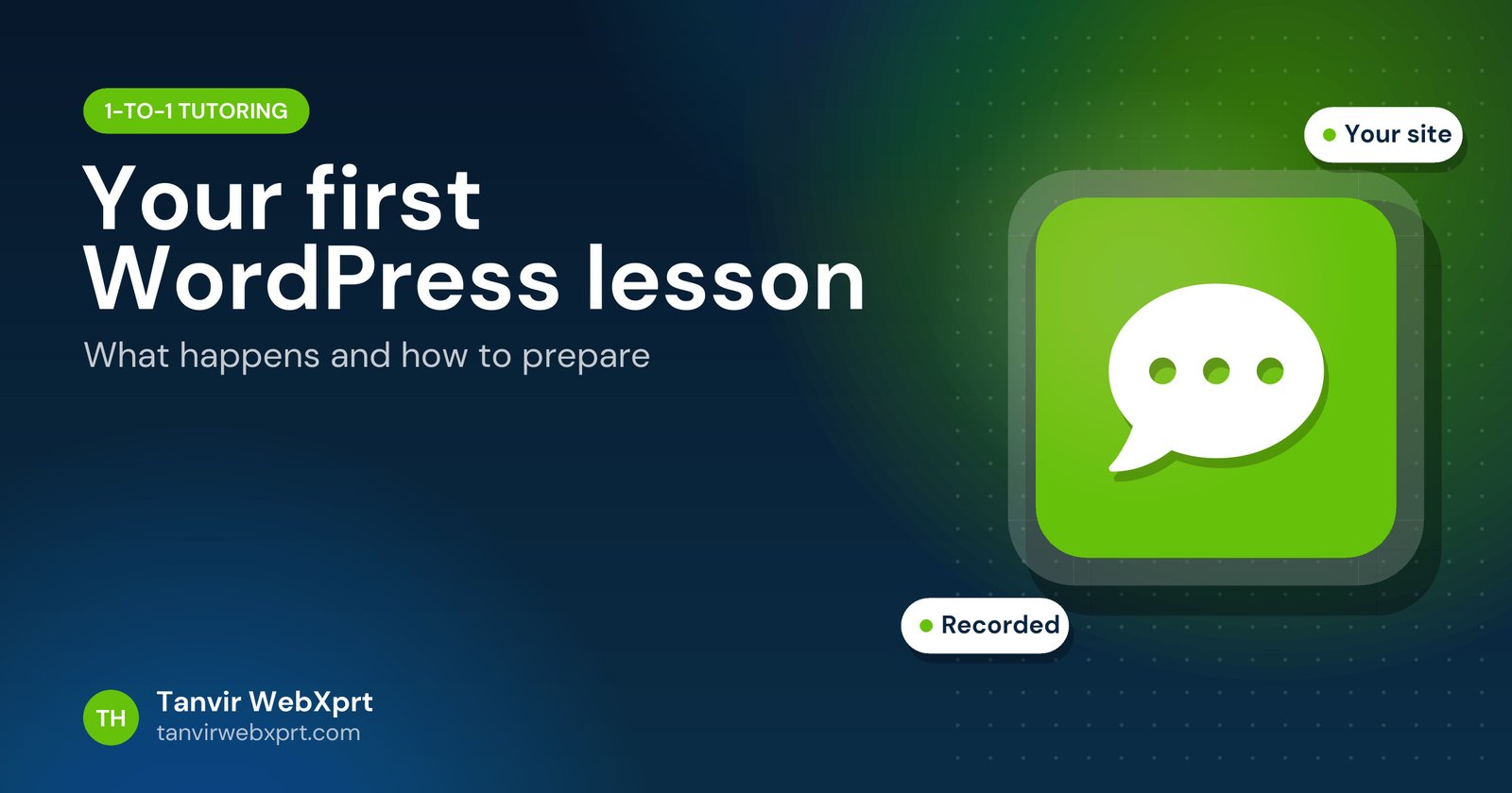 Card: what to expect in a first WordPress lesson with a tutor