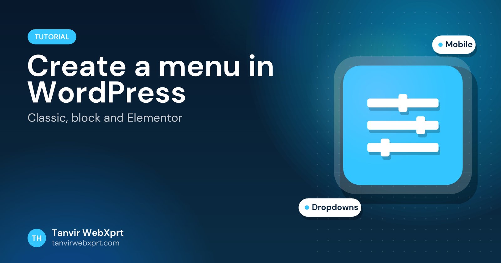 Card: how to create a menu in WordPress