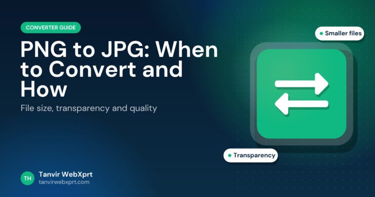 PNG to JPG conversion guide cover with a swap arrows icon