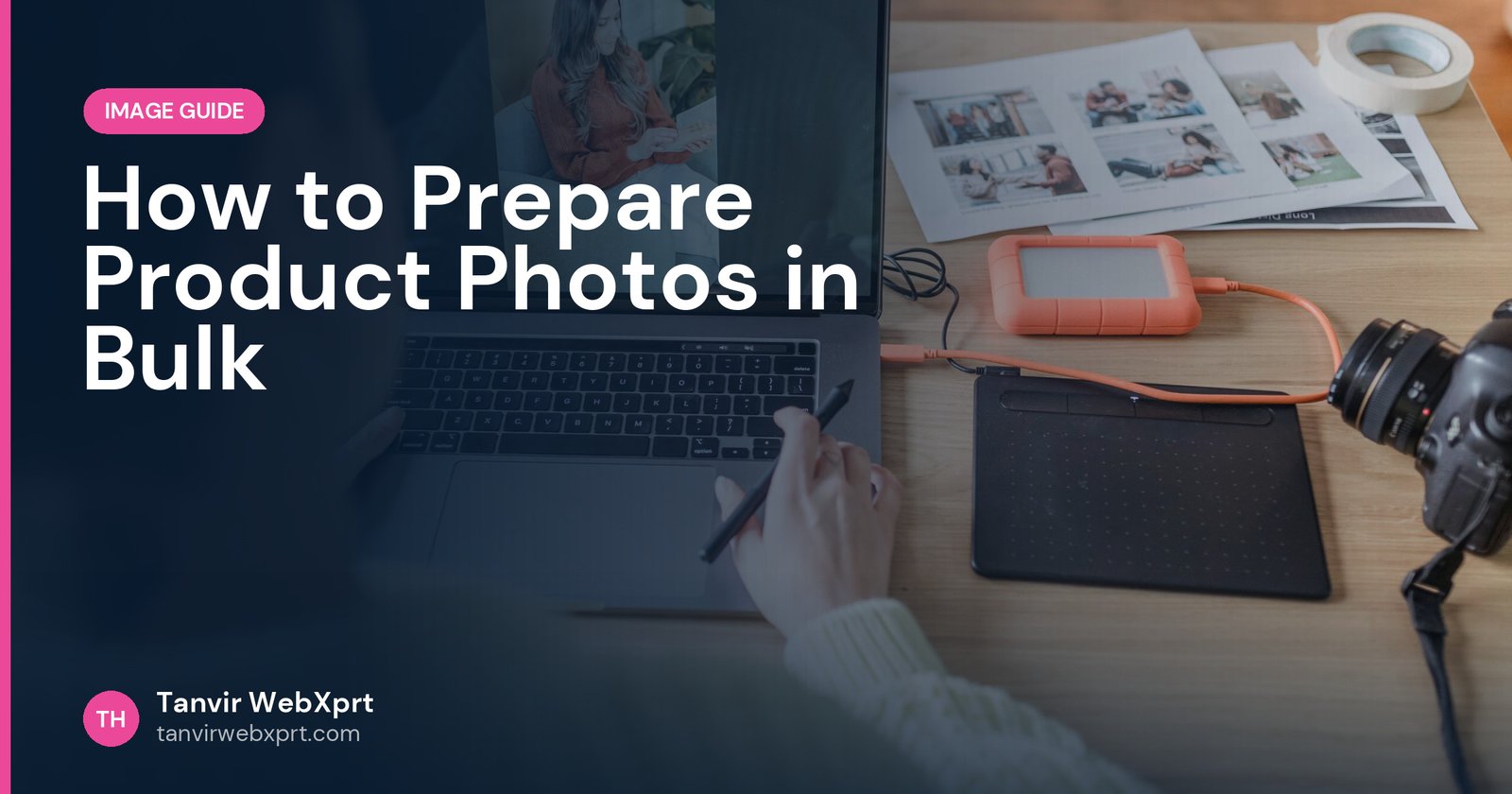 Woman editing product photos on a laptop for an online shop