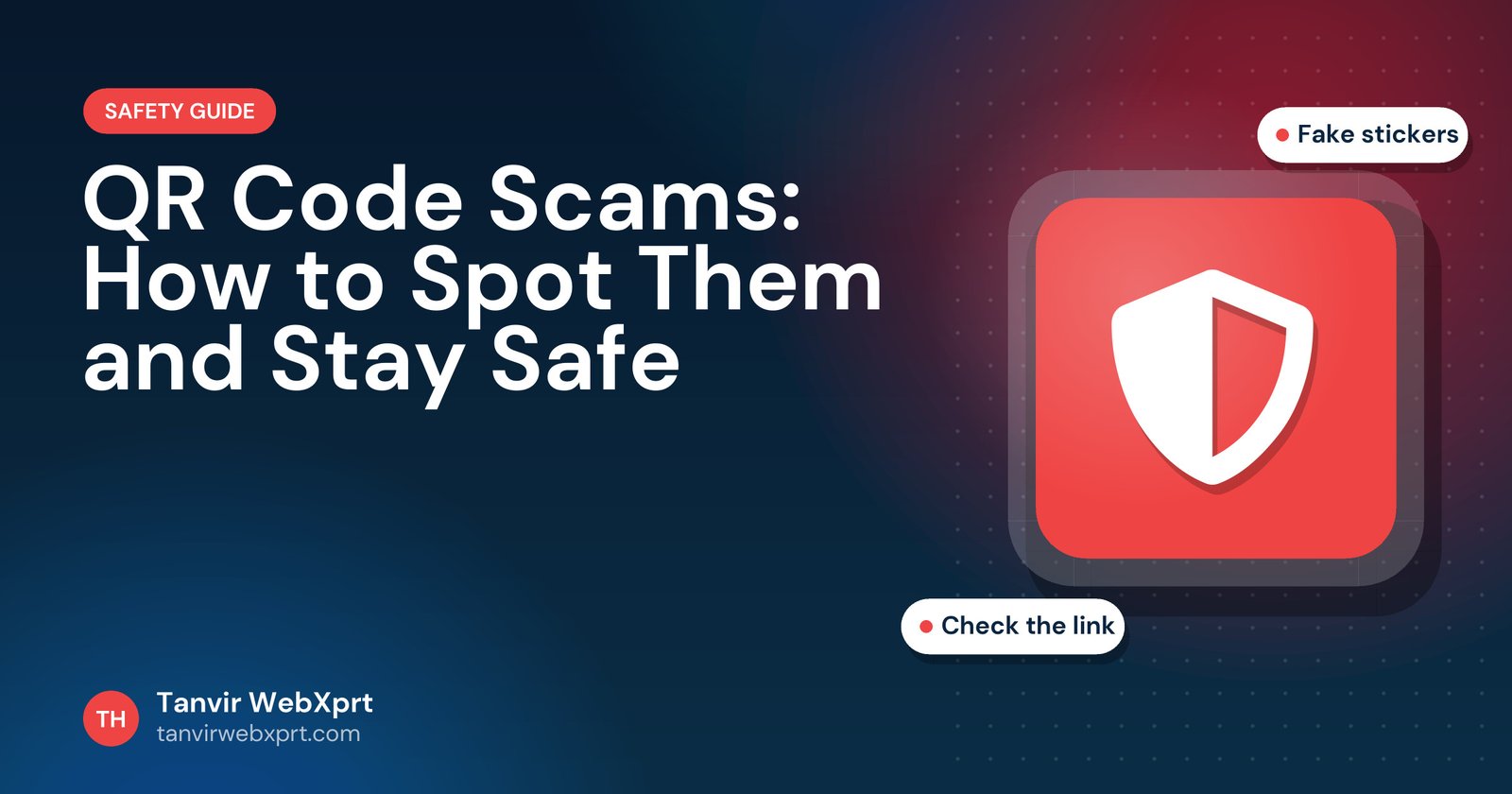 QR code scams and quishing safety guide cover with a shield icon