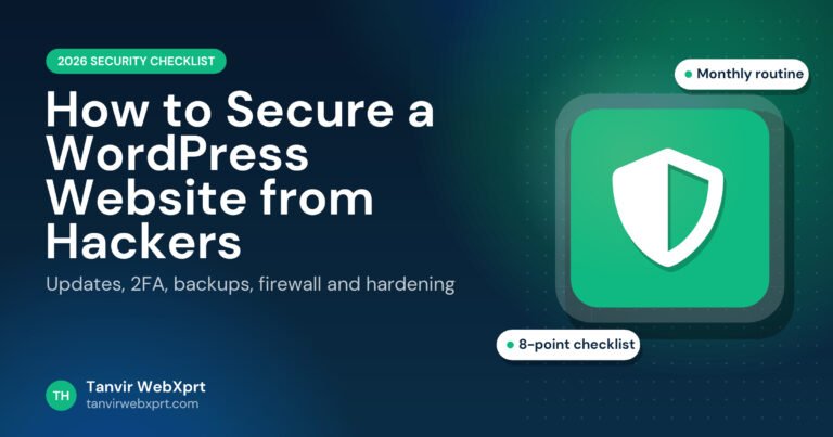 WordPress security checklist 2026 with shield icon