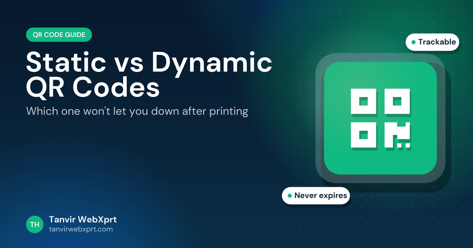 Static vs dynamic QR codes comparison guide cover with a QR icon