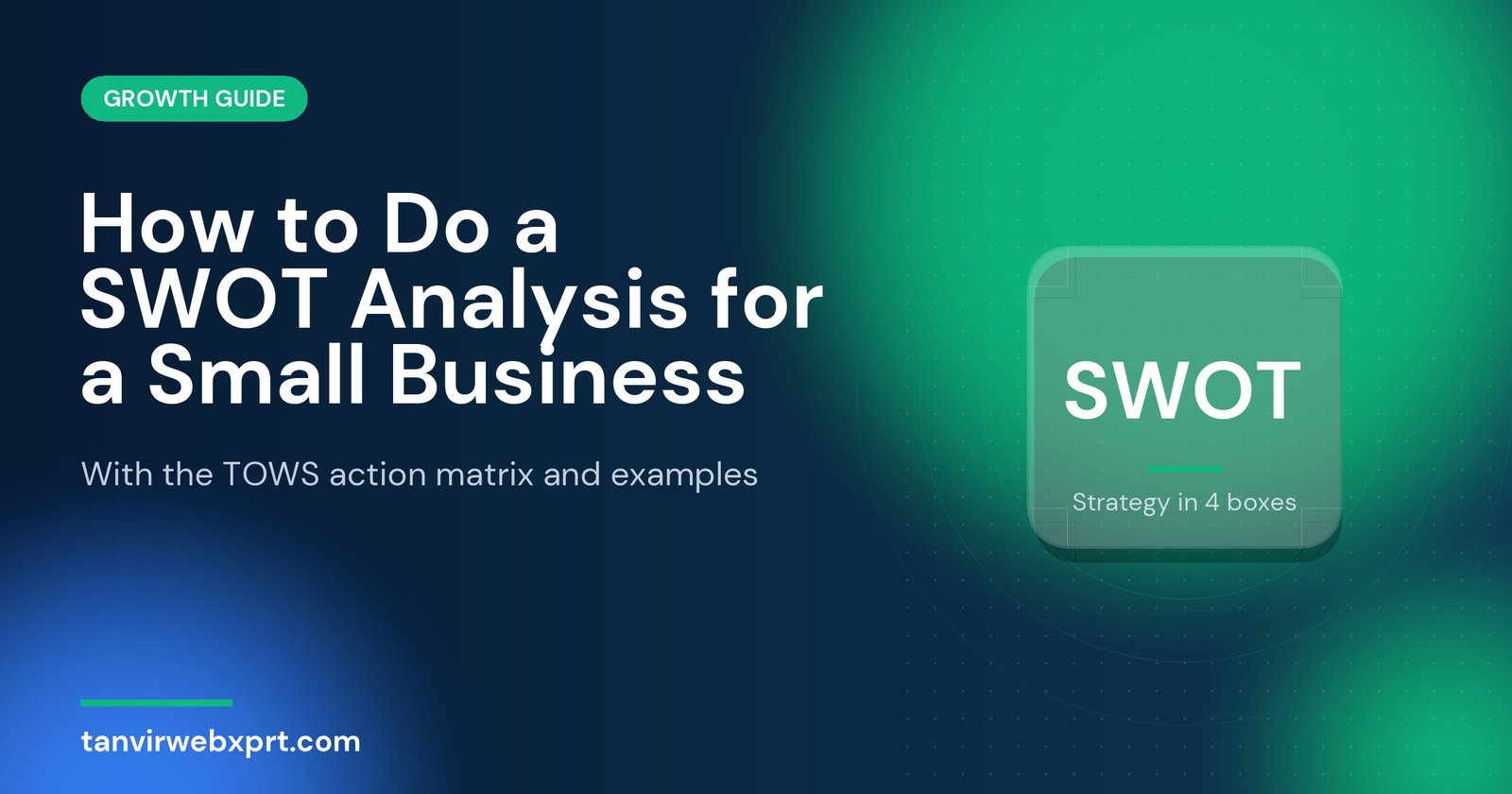 SWOT analysis for small business guide cover with strengths, weaknesses, opportunities and threats