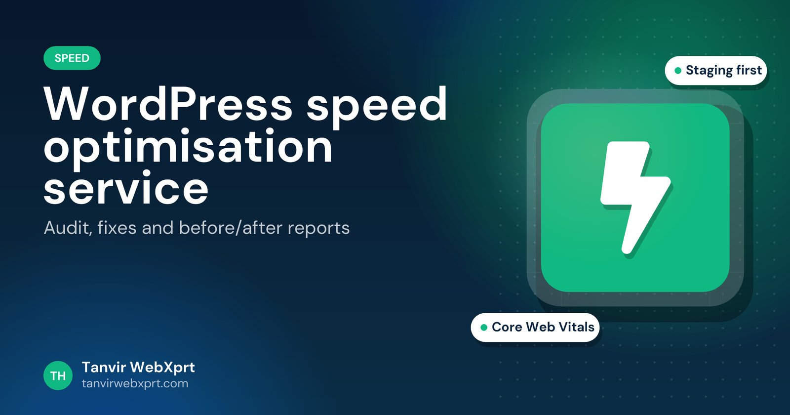 Card: WordPress speed optimisation service and expected results