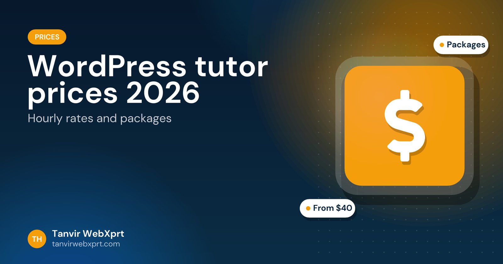 Card: how much a WordPress tutor costs per hour
